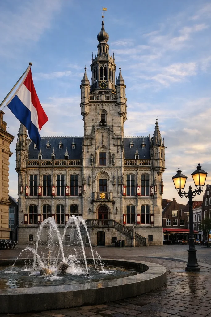 Gevel van het gemeentehuis in Goes overdag