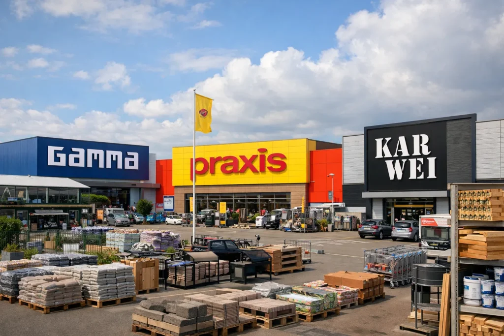 Bouwmarkten in Goes met parkeerplaats en bouwmaterialen buiten